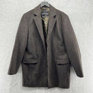 Express Men's Brown Wool Blend Coat Button Close Overcoat Top Coat Size L